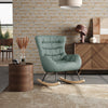 Soft Comfy Padded Rocking Chair Wood Legs Gliding Rocker Accent Lounge Armchair