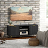 Modern TV Stand Cabinet with Storage 2 Cable Hole for Less than 55" Black
