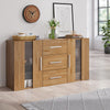 Modern Oak Sideboard TV Unit Buffet Cabinet Cupboard 3 Drawers 2 Doors with LED