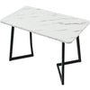 Rectangular 4-6 Seater Dining Table Kitchen Table with White Marble Effect Top