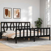 Bed Frame with Headboard Black 200x200 Solid Wood V5N9