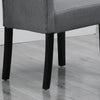 2x Grey Button Tufted High Back Dining Chairs Fabric Upholstered Room Kitchen