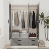 Wardrobe 180cm Tall Hanging Rail Shelf Storage Drawers White Grey Wood Unit Home