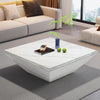 Square Coffee Table with Faux Marble Tabletop, Large Modern Living Room Table