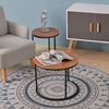 Nest of 2/3 Coffee Tables Nesting Round Table Retro/White Marble Effect Wood Set