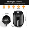 3.5L Air Fryer Oil Free Cooker Toaster Oven Smart Digital Multi Function 1200W