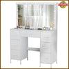 Large White Dressing Table with LED Light Mirror Vanity Make up Desk 7 Drawers
