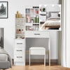 LED Vanity Table Set Sliding Lighted Mirror Dressing Table 6 Drawer Dresser Desk