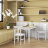 Dining Table for 4 to 6 Oak Wood Grain Kitchen Table and Thick Legs Modern White