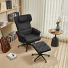 Padded PU Leather Manual Reclining Swivel Armchair Sofa Chair w/ Footstool Black