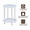 2 Tier Round White Marble Tempered Glass Side End Bedside Table Stainless Steel