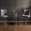 Grey Velvet Barstool Kitchen Bar Chair Stool Seat Button Back Height Adjustable
