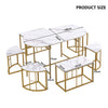 Kitchen Table Set Dining Table and 6 Chairs Set in Marble Effect Space Saving