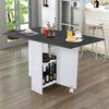 Kitchen Mobile Drop Leaf Dining Table Folding Desk Storage Open Shelves On Wheel
