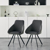 2Pcs Grey Dining Chairs Velvet Padded Seat Dining Room Chair Modern High Back