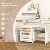 Barn-door Sewing Cabinet Folding Wewing Craft w/5 Lockable Wheels-Black