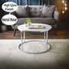 Round Coffee Table High Gloss Living Room Sofa Center Side End with Metal Frame