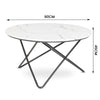 Coffee Table Marble Effect MDF Tabletop w/ Metal Legs | 80 x 45cm | Living Room