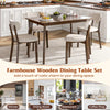 5-Piece Dining Table Set for 4 Farmhouse Wooden Table & 4 Chairs-Brown