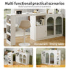 Multifunctional Storage Cabinet Kitchen Island with 360°Rotating Bar Table White