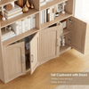 Bookcase 6 Tier Bookshelf with Doors Tall Storage Cupboard Display Unit Oak Home