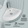 435mm Ceramic Cloakroom Bathroom Small Quarter Corner Basin Sink Wall Mounted