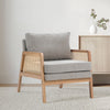 Mid-century Modern Armchair Wooden Frame Vintage Rattan Woven Arm Lounge Chair