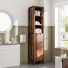 Tall Industrial Cabinet Vintage Narrow Locker Wooden Storage Cupboard Retro Door