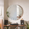 3D Bevelled Glass Wall Mirror Round Decorative Mirror Waterproof Bathroom Mirror