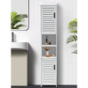 White 5Tier Bathroom Floor Cabinet Standing Storage Cupboard Door Wooden Shelve