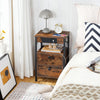 HOOBRO Side Table Bedside Table with Charging Station Nightstand 38 x 28 x 60 cm