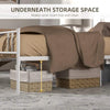 Double Metal Bed Frame - Bedstead Base with Headboard and Footboard - Metal Slat