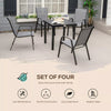 Set of 4 Garden Dining Chair Set Outdoor w/ High Back Armrest Grey