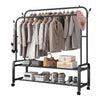 Metal Clothes Rail Double Pole Coat Rack Garment Rack Hanger Shoes Storage Shelf