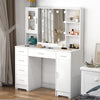 White Dressing VanityTable Wood Makeup Desk with LED Mirror 6 Drawers 2 cabinet
