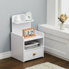White Tall Cabinet Bedside Table Storage Narrow Chest of 2Drawer&Shelves Storage