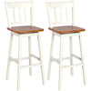 2X Swivel Height Bar Stools Solid Rubber Wood Dining Chairs w/ Footrest Backrest