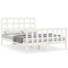 Gecheer Bed Frame with Headboard White 120x200 Solid Wood Bed Frame P9W0