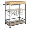 3 Tier Wooden Shelves Cart Drinks Storage Trolley Metal Wine Rack Bottles Holder