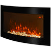Electric Fireplace Wall Mounted Led Flame Curved Back Side Lights Heater