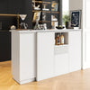 EXTENDABLE BAR KITCHEN ISLAND TABLE STORAGE CABINET SHELVES DINING ROOM WHITE