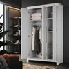 3 Door Matte White Triple Wardrobe with Hanging Rail & Shelves Storage Cupboard