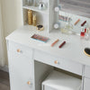 White Dressing Table LED Mirror 3 Drawers Stool Vanity Desk Makeup Set Bedroom
