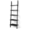 5 Tier Wooden Wall Rack Leaning Ladder Shelf Unit Bookcase Display MDF Storage