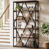 71'' Tall Industrial Bookshelf, 6-Tier Freestanding Open Bookcase w/ Metal Frame