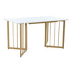 Dining Table with Metal Legs 140 cm Rectangle Marble Effect White Kitchen Table