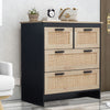 Rattan Chest of Drawers Storage Bedroom Furniture 4 Drawers Wooden Cabinet Unit