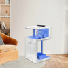 High Gloss Side Coffee Table 2 Tier Bedside End Table With LED Light Living Room