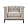 Dusk Chesterfield Stone Matte Velvet & Ash Wood Quilted Armchair RRP £271
