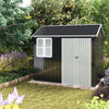 8.5X5.5FT Large Metal Garden Shed Apex Roof With Window & 2 Doors Storage House